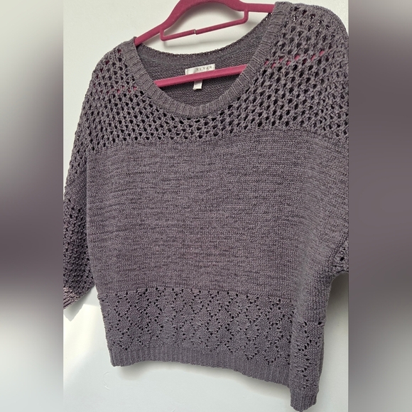 Kenar Women's Gray Textured Knit Boxy Blouse Sz XL Sweater Cotton Blend - Picture 3 of 10